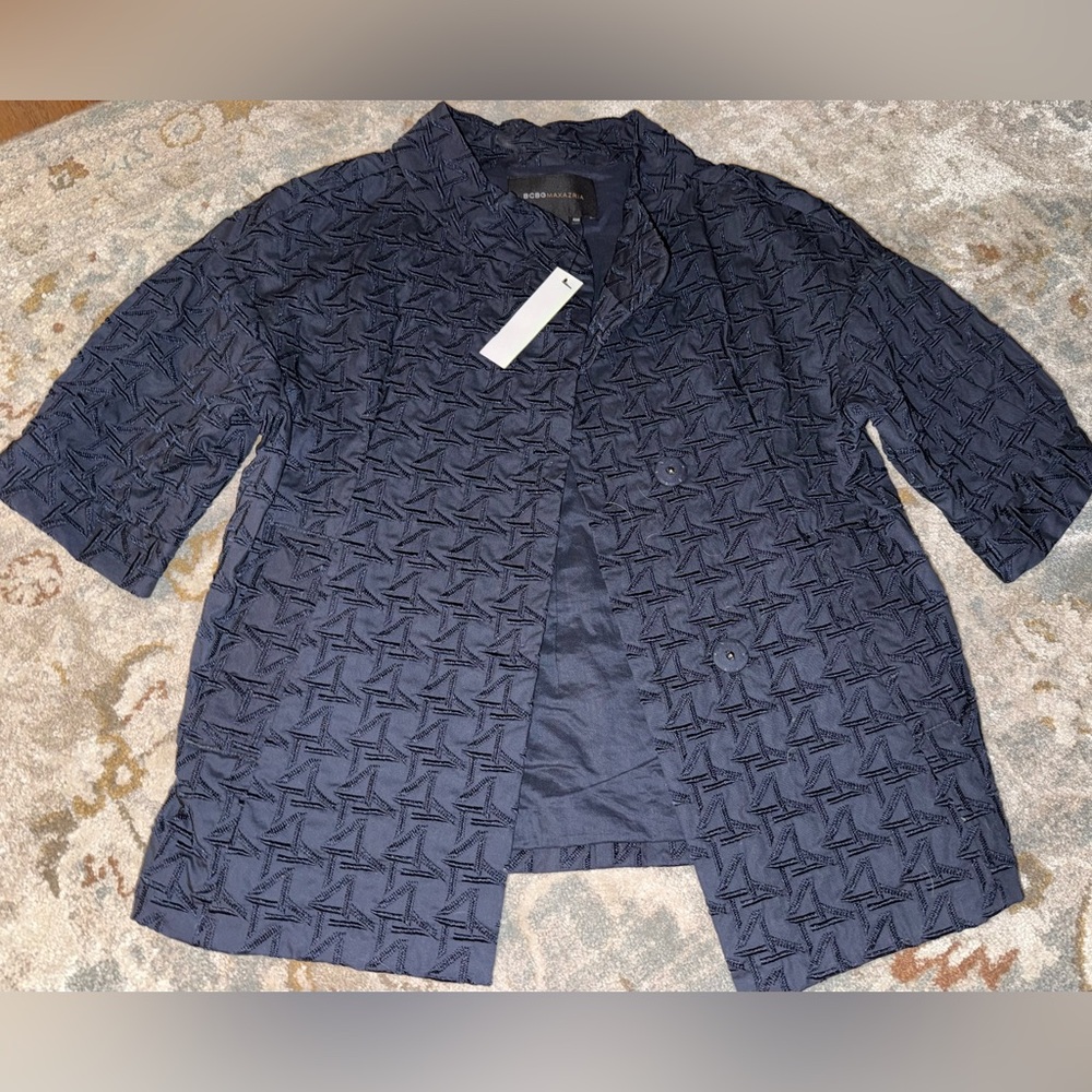 BCBG Max Azria Textured Navy Blazer sz XXS